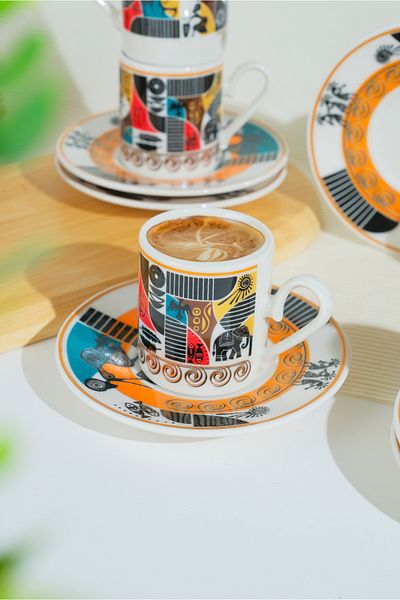 AEN PORSELEN Zula Coffee Cup Set 6 Persons 12 Pieces