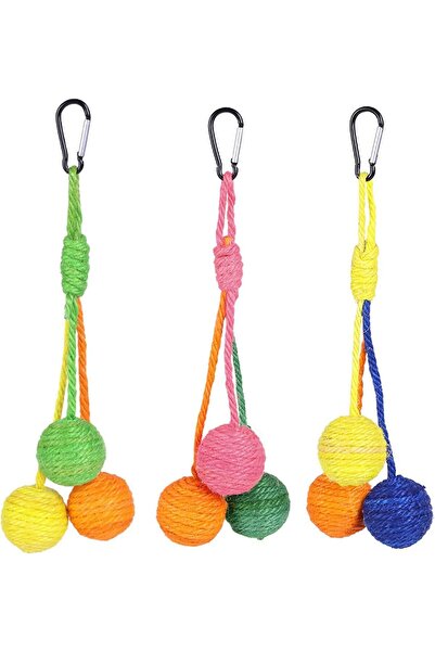 Arabest كرة السيزال للعب القطط، كرة معلقة ثلاثية الألوان، تصميم مريح الملمس، ...