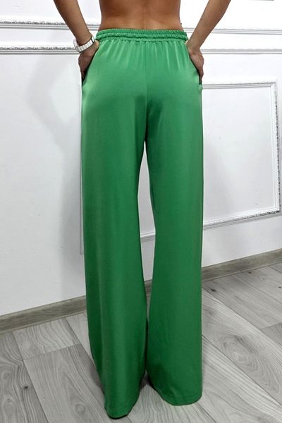 FashionForYou Pantaloni casual vaporoși NORYA, croială largă cu bandă elastică, verde