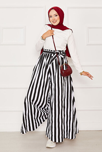 EBRUTESETTÜR Patterned Waist Belt Detailed Skirt Trousers