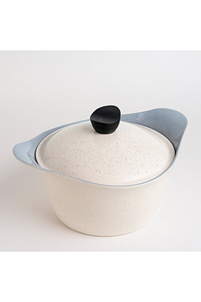 Lahoya white granite pot with lid