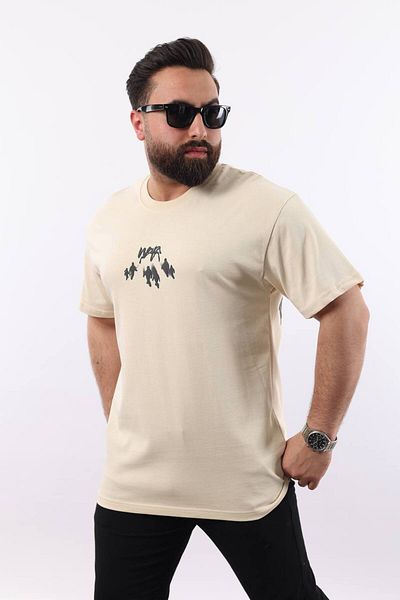 STOCX Oversize Printed Men's T-Shirt - Wear Text and Silhouette Detail