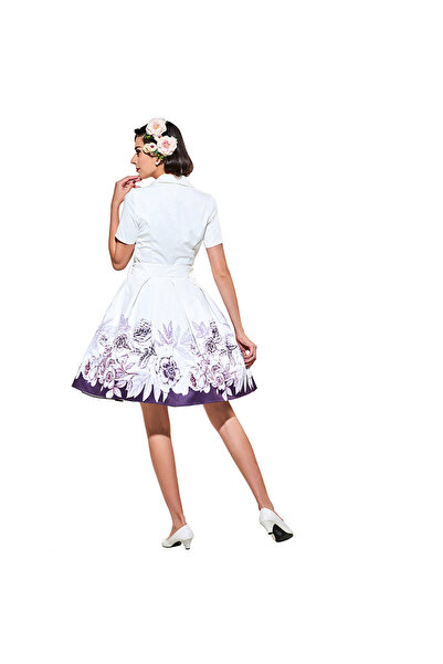 OEM Rochie alba stil vintage cu imprimeu floral