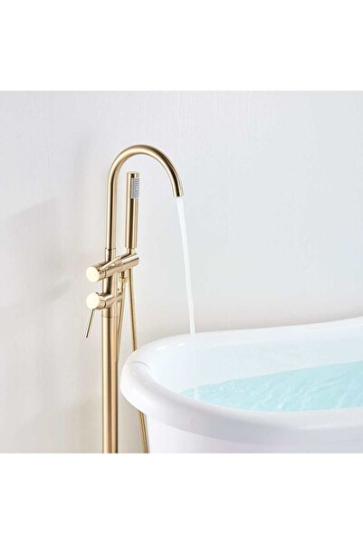 CasaVie Baterie freestanding cu cadru rotund si rotire 360 grade, auriu nichelat, cod 1328