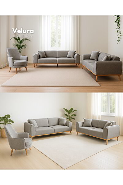Velura Home & Living Valo Oturma Grubu & Koltuk Takımı (3+3+1+1) - Açık Krem