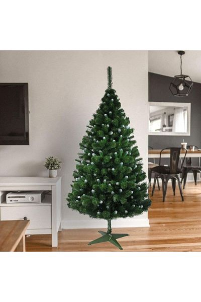 PROCART Brad artificial, aspect de pin canadian cu vârfuri înzăpezite, înălțime 180 cm, verde