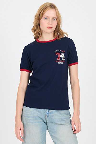 Rays تي شيرت Laci مطبوع عليه نص عادي بتفاصيل مضلعة 6325