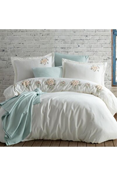 Çeyiz Diyarı Σετ Παπλωματοθήκη Fiona Cotton Satin Κεντημένο Ecru