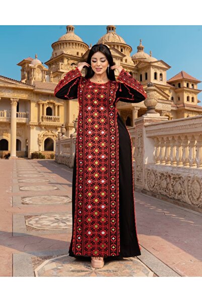 AFandina Luxury embroidered jalabiya with an elegant traditional design, with a scarf A-468