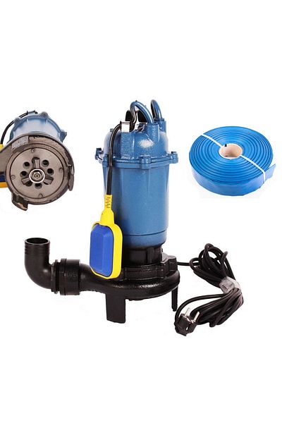 OEM Set Pompa Apa Murdara cu Tocator 2600W, Debit 12000L/h, Furtun 20m, Colier Prindere