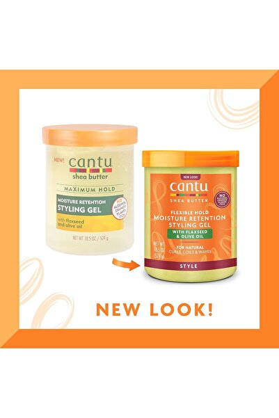 BRONZENET Cantu Hair Gel for All Hair Types, 18.5 fl oz (524 mL) — Moisturizing with Shea Butter, Flaxseed &