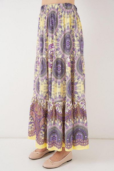 modamtn 1898 Patterned Long Skirt - Yellow