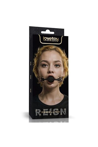 LOVETOY Studded Gag Ball, Rebellion Reign, Brown