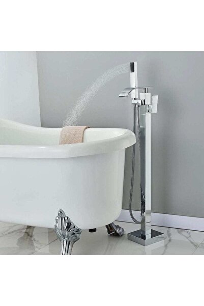 CasaVie Baterie freestanding cu cadru patrat si efect de cascada, argintiu, cod 1562