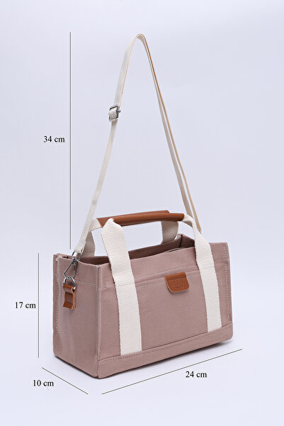 SHAKA Dark Mink Shk138 2 Compartment Canvas Fabric Adjustable Strap Zippered Hand, Arm and Shoulder Bag