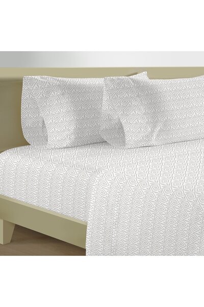 Boutique Blanche 300TC cotton fitted sheet - 180*200 tribal motif