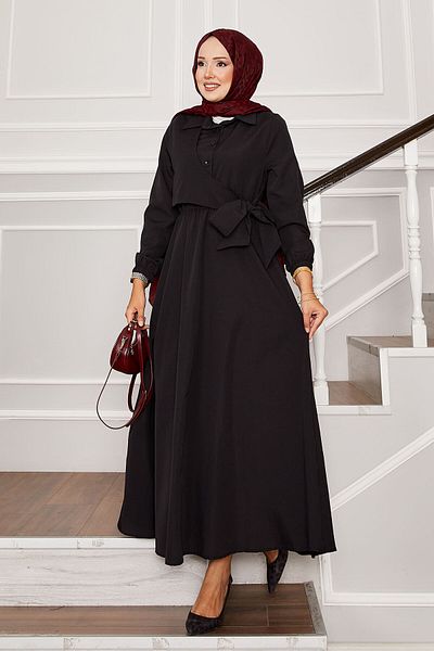 EBRUTESETTÜR Side Tie Half Button Detailed Dress