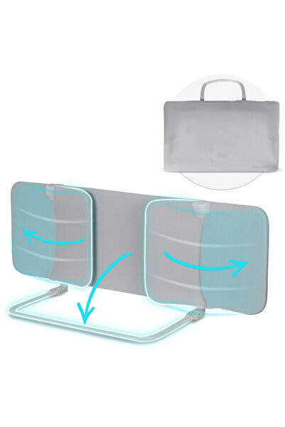 NUKIDO Bed guardrail Grey 150x44x41 cm foldable, Removable cover, Rounded corners
