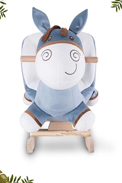 Babyklas Ahşap Ayaklı Peluş Oyuncak Sallanan Eşek | Mavi