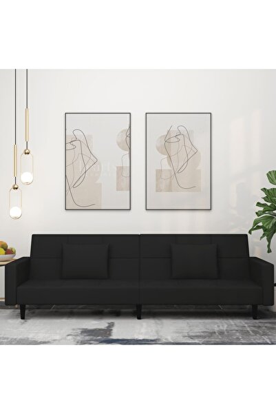 vidaxl 2-Seater Sofa Bed with Two Pillows Black Velvet