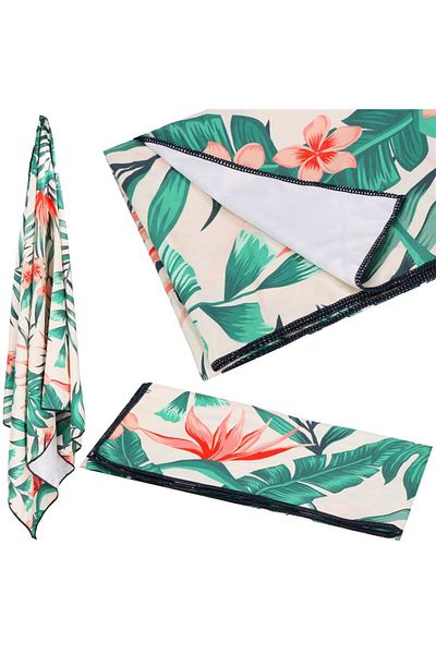 SERSIMO Quick-drying beach towel, carrying case, 90x180cm, floral pattern