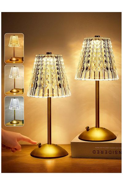 Primo Plus Metal Crystal Diamond Table Lamp Gold 26X12X12 cm