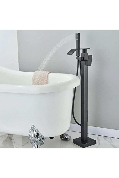 CasaVie Baterie freestanding cu cadru patrat si efect de cascada, negru mat, cod 1561