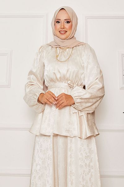 EBRUTESETTÜR Costum dublu jacquard cu centură mobilă cu talie elastică