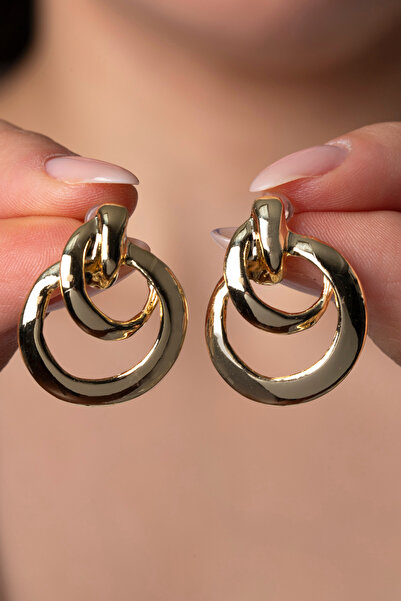 Elika Silver Kadın Vintage Sallantılı Gold Küpe