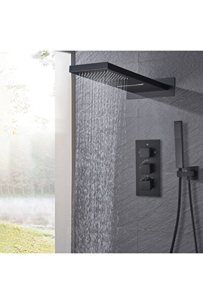 Rain Drop De la Robinetul Meu Set de dus tip cascada , baterie cu TERMOSTAT incastrat si 3 funtii curgere, din alama