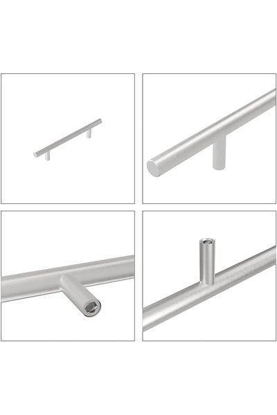 Generic Stainless Steel T-Bar Cabinet Handles, 12 cm Length, 2.5 cm Projection, Modern Style, Silver, Set of