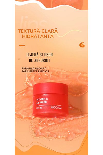 MÖOYAM Mască de buze cu vitamina C – Hidratantă și catifelantă (15g) MOOYAM