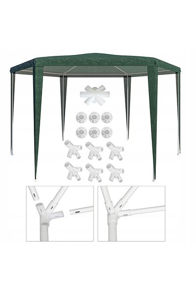 zola Set 13 conectori pentru cort de gradina hexagonal, diametru stalpi/tevi 24/18 mm, PVC, alb