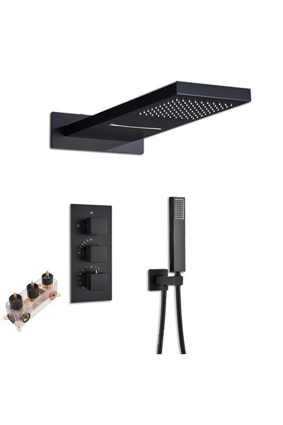 Rain Drop De la Robinetul Meu Set de dus tip cascada , baterie cu TERMOSTAT incastrat si 3 funtii curgere, din alama