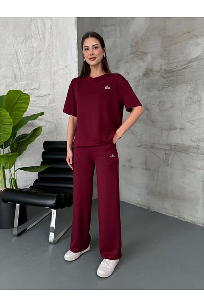 Elif Özbey Butik Plum Print Detailed Short Sleeve Suit