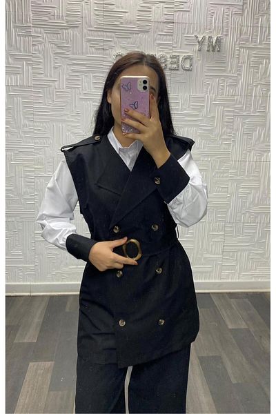 My Destino Double Shirt Belted Linen Vest