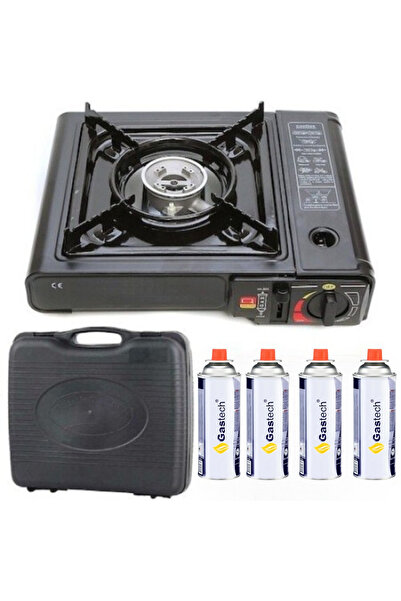 OEM Aragaz Portabil Camping cu 4 Cartuse Gaz Butan Gastech, 2.2 kW, Aprindere Piezoelectrica