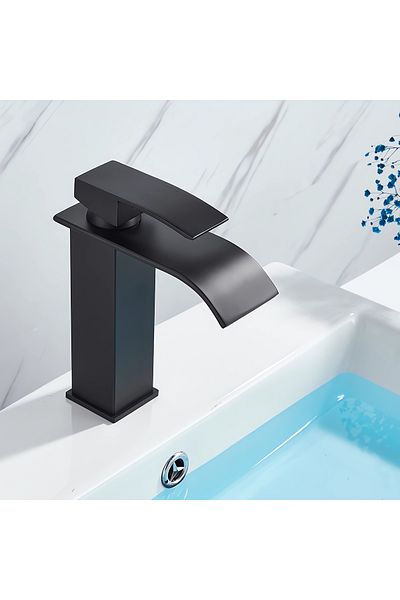 Rain Drop De la Robinetul Meu Baterie pentru lavoar, tip cascada, negru mat