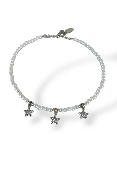 TAKIŞTIR Silver Color Star Figured Pearl Detailed Ysx Anklet