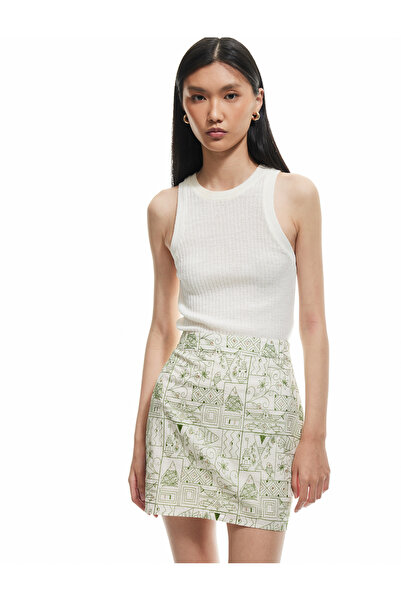 Koton Slim Fit Cotton Scalloped Embroidered Stone Embroidered Fish Pattern Mi...