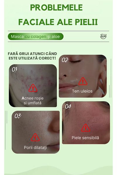 MÖOYAM Mască facială cu colagen și aloe vera - Hidratează, repară și restabilește elasticitatea pielii