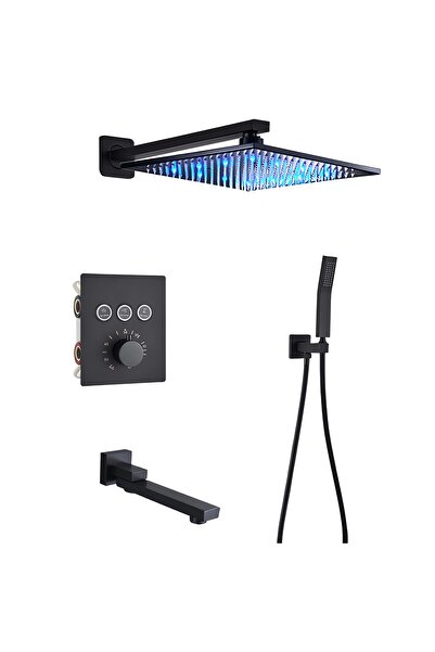 Rain Drop De la Robinetul Meu Set de dus cu termostat si para LED 40 cm cu tu...