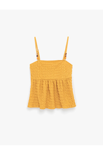 Koton Bürümcük Kumaş Boncuk Detaylı Slim Fit İnce Askılı Bluz