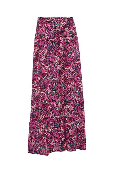 Eight Fashion Women's Long Colored Floral Patterned Non-Show Viscose Skirt