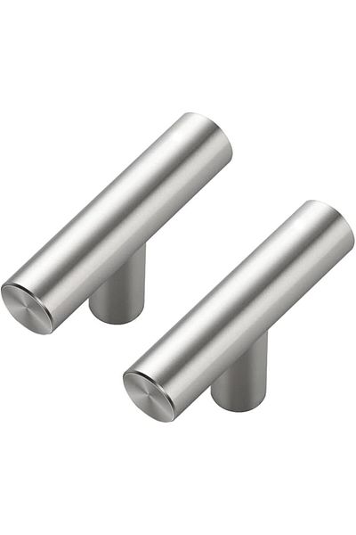 Generic T-Bar Cabinet Handle, 50mm Length, Brushed Stainless Steel, with 22mm Mounting Screw