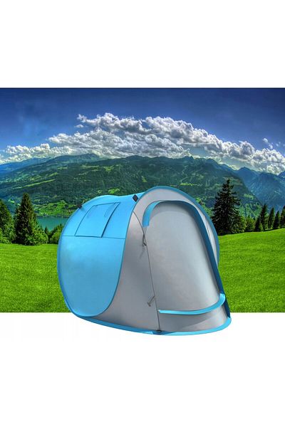 SERSIMO Cort plaja si picnic Sersimo, protectie UV, 210x130x90 cm, albastru gri