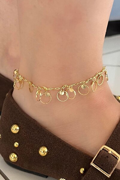 TAKIŞTIR Ysx Anklet with Gold Color Ring Detail
