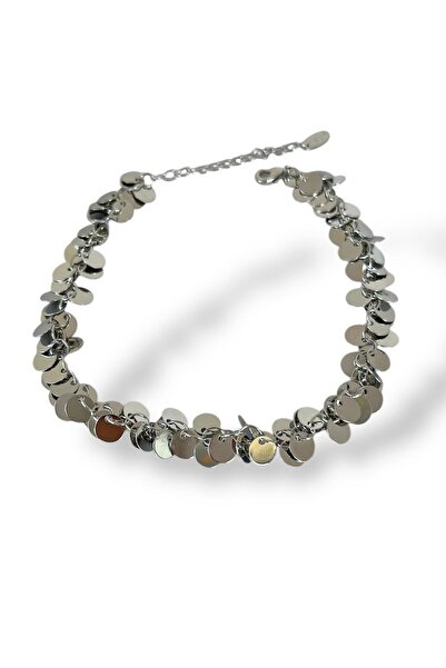 TAKIŞTIR Silver Color Sequin Detailed Ysx Anklet