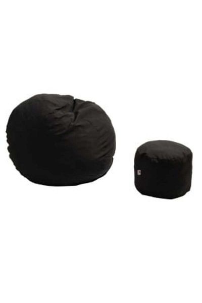 Pufrelax Set Fotoliu King Size cu Otoman (suport picioare), Material Textil - Eerie Black