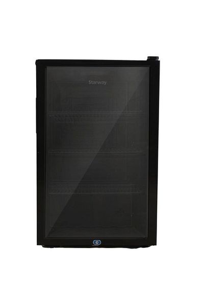 starway 132Lt 4.6Cu Ft Glass Display Mini Bar Refrigerator, Black, Noiseless, High Quality Compressor, Lock